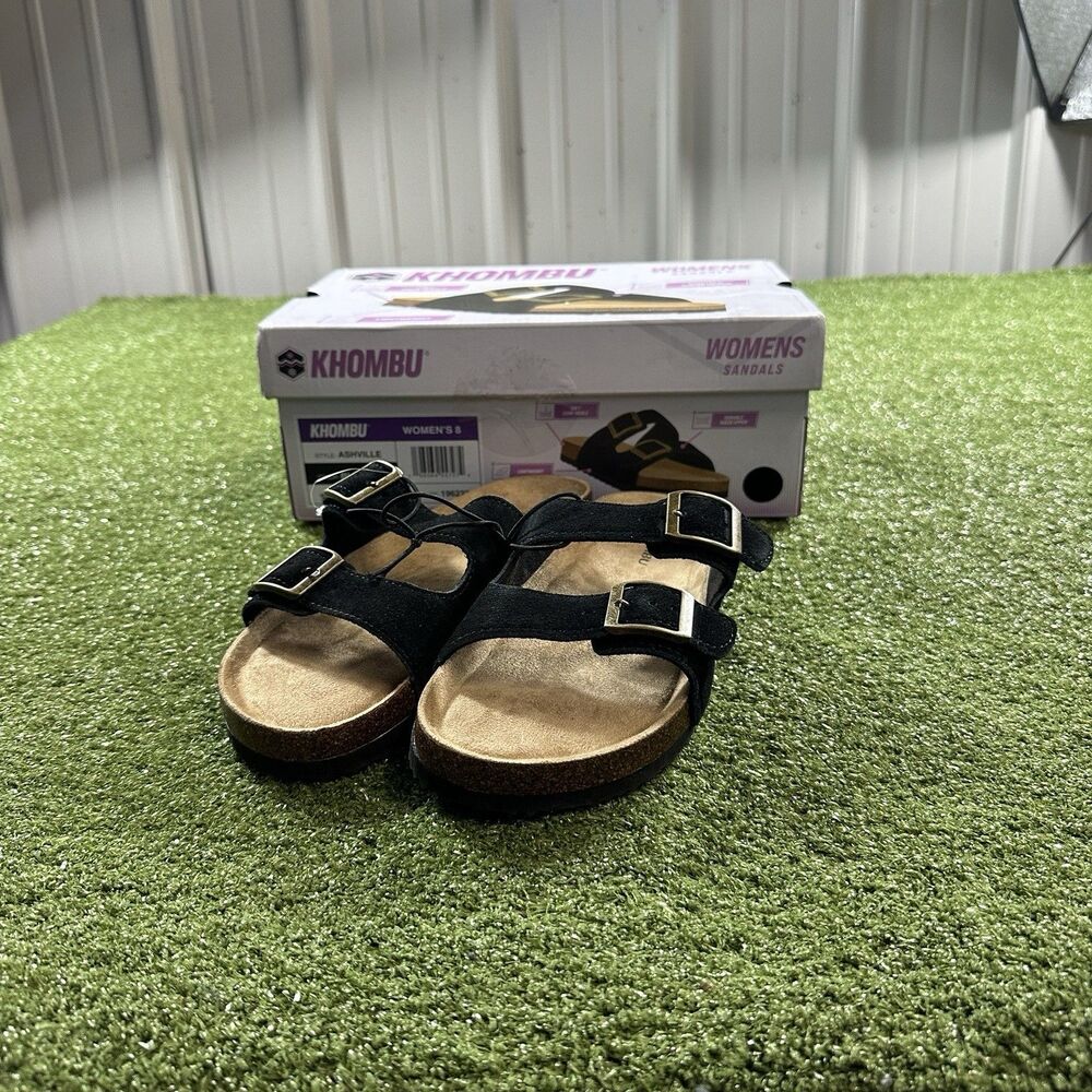 Khombu Asheville Women's Size 8 Black Double Buckle Sandals